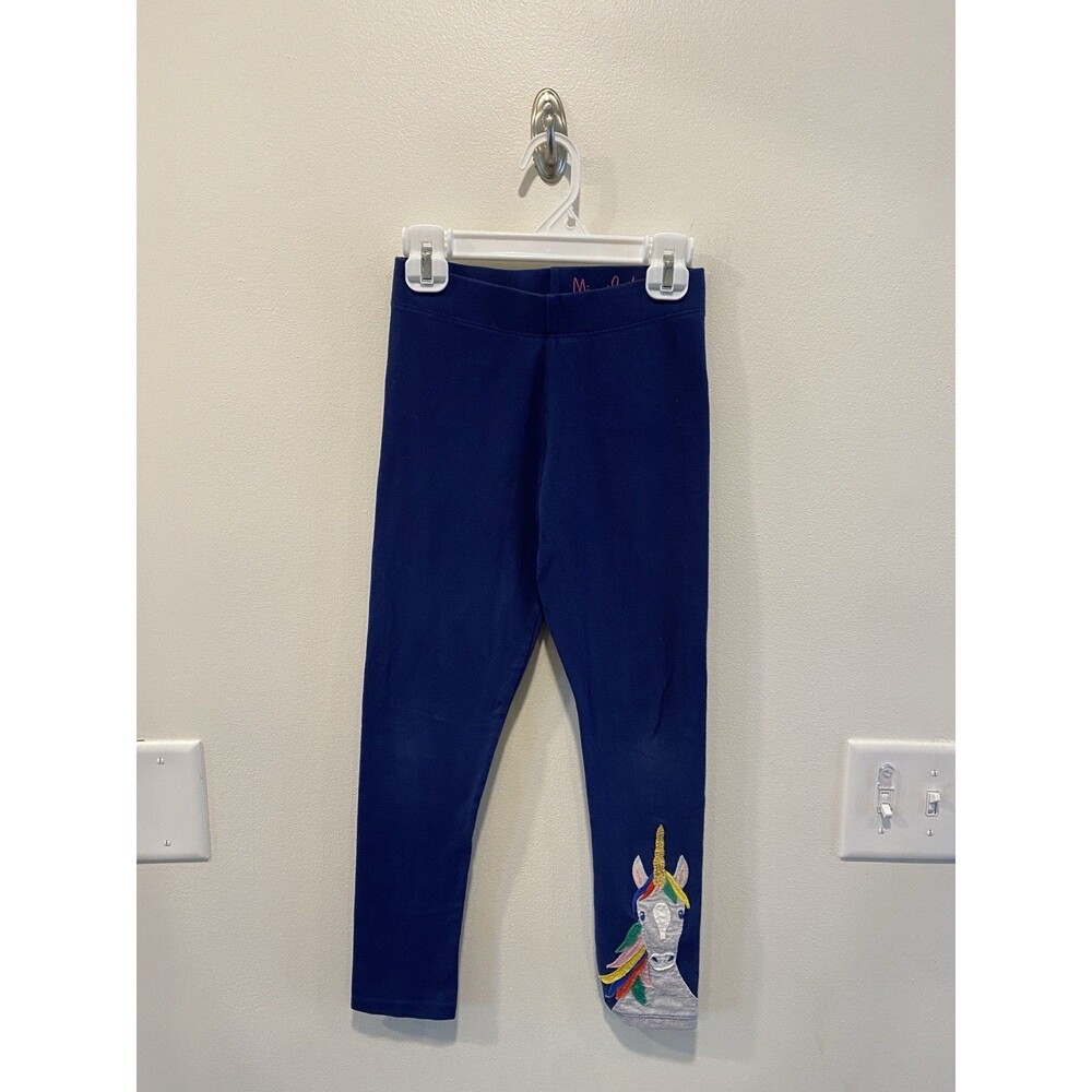 Mini boden Girls Unicorn Appliqué Leggings 9-10 Rainbow Navy Blue